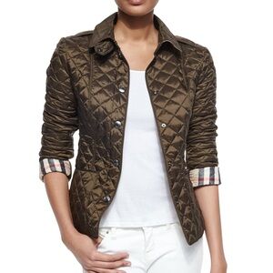 Burberry Brit Authentic Diamond Quilted Jacket in Olive